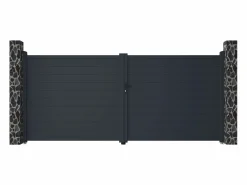 Online EXPERTLAND Portón motorizado de aluminio color antracita NAZARIO - Ancho 392 x Alt. 173 cm Gris antracita