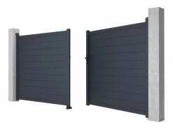 Online EXPERTLAND Portón motorizado de aluminio color antracita NAZARIO - Ancho 392 x Alt. 173 cm Gris antracita