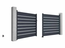Discount Portón motorizado de aluminio color antracita PRIMO - Ancho 392 x Alt. 158 cm Portón