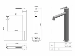 Essebagno Portofino mezclador alto de lavabo mate
