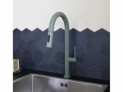 Essebagno Portofino Mezclador de lavabo con teleducha extraíble gris verdoso