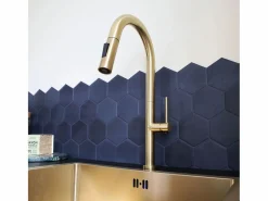 Online Portofino Mezclador de lavabo con teleducha extraíble en oro cepillado Grifo De Cocina