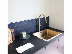 Online Portofino Mezclador de lavabo con teleducha extraíble en oro cepillado Grifo De Cocina