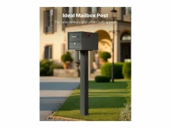 New Poste de Buzón SucceBuy, 109,4 x 30 x 15 cm, Soporte de Buzón Empotrado Acero Revestimiento en Polvo, con Placa Universal Negro