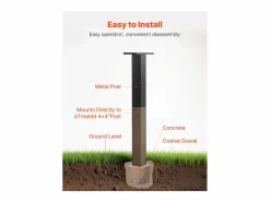 New Poste de Buzón SucceBuy, 109,4 x 30 x 15 cm, Soporte de Buzón Empotrado Acero Revestimiento en Polvo, con Placa Universal Negro
