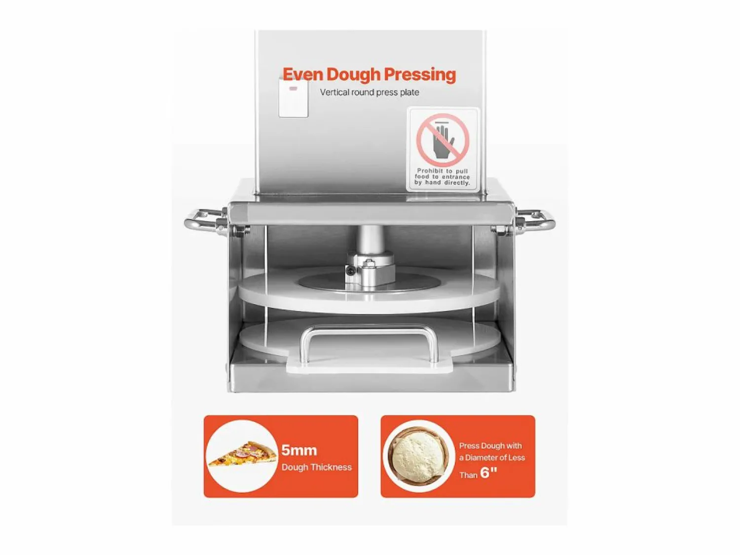 Discount Prensa para Masa SucceBuy Eléctrica, Placa 15 cm, Prensa para Pizza de Acero Inoxidable, Formadora de Pizza Comercial de Grosor Ajustable, para Cafés Plateado