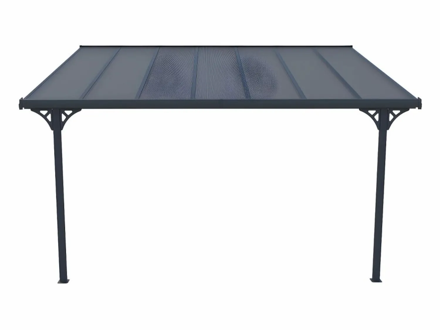 New Pérgola adosada aluminio 13,2 m² antracita ALVARO - Ancho 436 x Prof 305 x Alt 240/285 cm Pérgola
