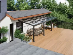 Discount Pérgola adosada con techo deslizante - 27 m² - antracita - IZEDA Pérgola