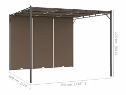 Online Pérgola Amapola techo corredizo + cortina lateral taupe 225x300x300 cm Cenador Y Quiosco