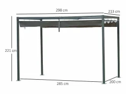Online Pérgola autoportante en metal 298 x 213 x 221 cm, con techo abatible - lona corrediza - Pérgola