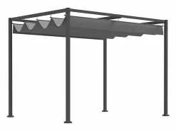 Online Pérgola autoportante en metal 298 x 213 x 221 cm, con techo abatible - lona corrediza - Pérgola