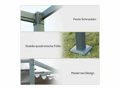 Online Pérgola autoportante en metal 298 x 213 x 221 cm, con techo abatible - lona corrediza - Pérgola
