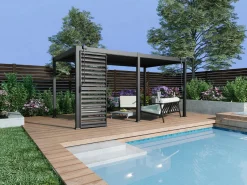 EXPERTLAND Pérgola bioclimática aluminio 15m² celosía parasol An.100 cm - Antracita - ALMAFI