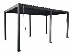 EXPERTLAND Pérgola bioclimática aluminio 15m² celosía parasol An.100 cm - Antracita - ALMAFI