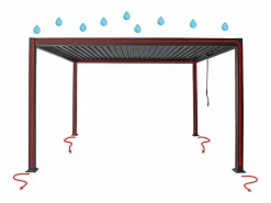 Hot Pérgola bioclimática autoportante aluminio 12m² cortina retráctil - Antracita - ALMAFI Pérgola