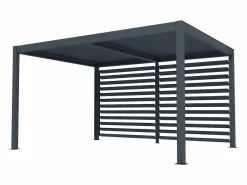 Best EXPERTLAND Pérgola bioclimática autoportante en aluminio 12 m² antracita con celosía - AMADORA Gris antracita