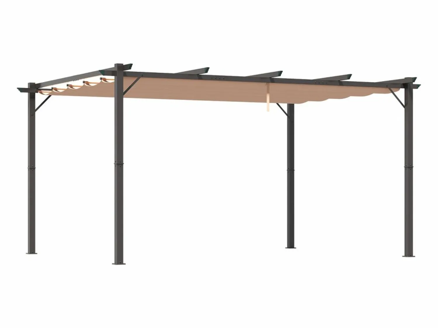 New Pérgola Bioclimática Autoportante 3x4 m – Techo de Tela Retráctil de Aluminio – Toldo Ajustable para Terraza, Resistente a UV e Impermeable para Jardín Gris