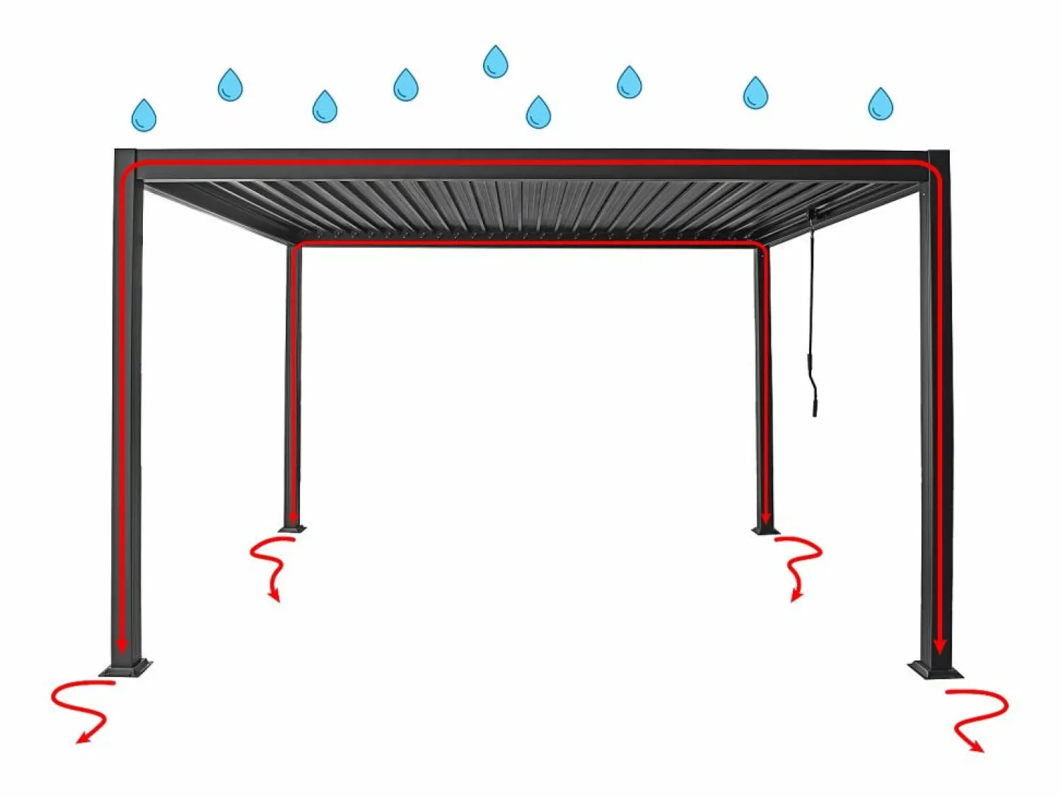 Clearance Pérgola bioclimática autoportante, lamas orientables - 12 m² - color natural - AMALFI Pérgola