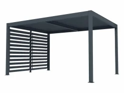 EXPERTLAND Pérgola bioclimática autoportante en aluminio 12 m² antracita con celosía - AMADORA