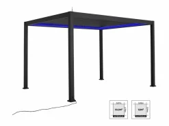 Clearance Pérgola bioclimática de aluminio con iluminación led 3x4m antracita Pérgola