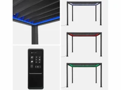 Clearance Pérgola bioclimática de aluminio con iluminación led 3x4m antracita Pérgola