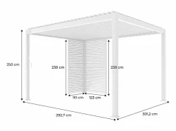 New Sweeek Pérgola bioclimática de aluminio 3x4m + 1 persiana 1m+ 1 persiana 1.3m Beige