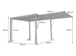 Online Pérgola bioclimática de aluminio y acero 3x3m + toldo 3m antracita Pérgola