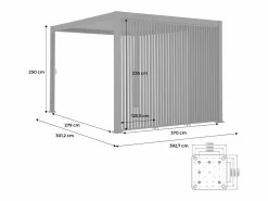 Pérgola bioclimática de aluminio 3x4m + 3 persianas verticales 1.3m Pérgola