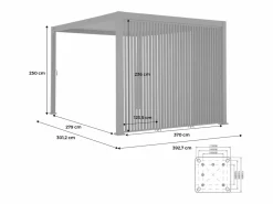 Pérgola bioclimática de aluminio 3x4m + 3 persianas verticales 1.3m Pérgola