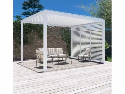 Sweeek Pérgola bioclimática de aluminio 3x4m + 3 persianas de 1m