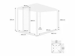 Sweeek Pérgola bioclimática de aluminio 3x4m + 3 persianas de 1m