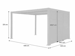 Sweeek Pérgola bioclimática de aluminio y acero 3x4m + 3 persianas de 1m con
