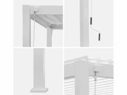 Online Sweeek Pérgola bioclimática de aluminio 3x4m + 3 persianas de 130cm Blanco