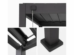 Outlet Sweeek Pérgola bioclimática de aluminio 3x4m + 3 persianas de 130cm antracita Negro