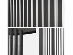 Sweeek Pérgola bioclimática de aluminio 3x4m + 3 persianas verticales 1m Negro