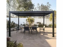 Outlet Concept-Usine Pérgola bioclimática de 4x3m con estructura y lamas de aluminio antracita NAXOS Gris