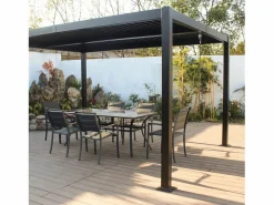 Outlet Concept-Usine Pérgola bioclimática de 4x3m con estructura y lamas de aluminio antracita NAXOS Gris