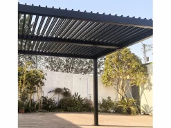 Outlet Concept-Usine Pérgola bioclimática de 4x3m con estructura y lamas de aluminio antracita NAXOS Gris