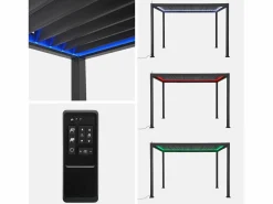 Discount Pérgola bioclimática triomphe 3x4m led + toldo de 4m antracita Pérgola