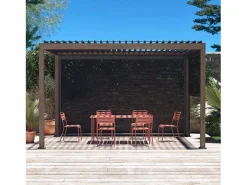 Hot Pérgola bioclimática 3x4m con 2 toldos verticales de 3m y 4m madera Pérgola