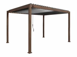 Hot Pérgola bioclimática 3x4m con 2 toldos verticales de 3m y 4m madera Pérgola
