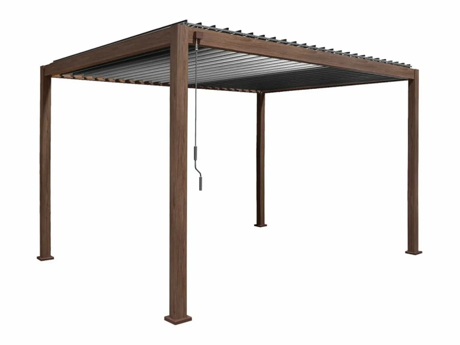 Hot Pérgola bioclimática 3x4m con 2 toldos verticales de 3m y 4m madera Pérgola