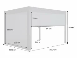 Hot Pérgola bioclimática 3x4m con 2 toldos verticales de 3m y 4m madera Pérgola