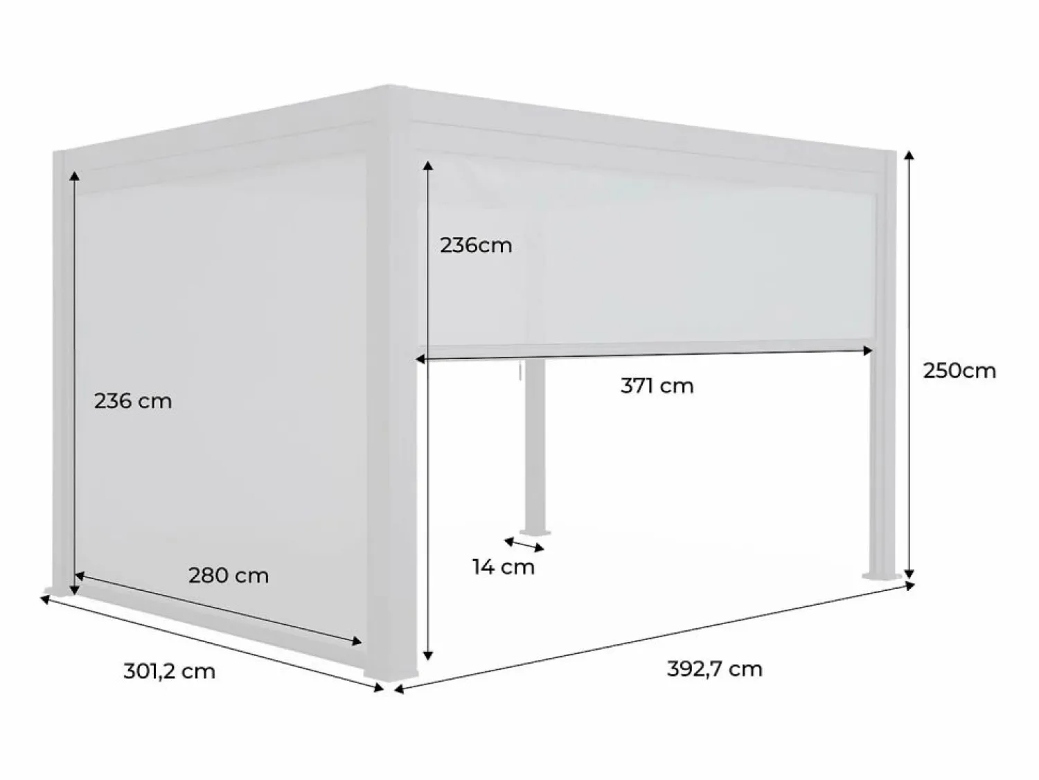 Hot Pérgola bioclimática 3x4m con 2 toldos verticales de 3m y 4m madera Pérgola