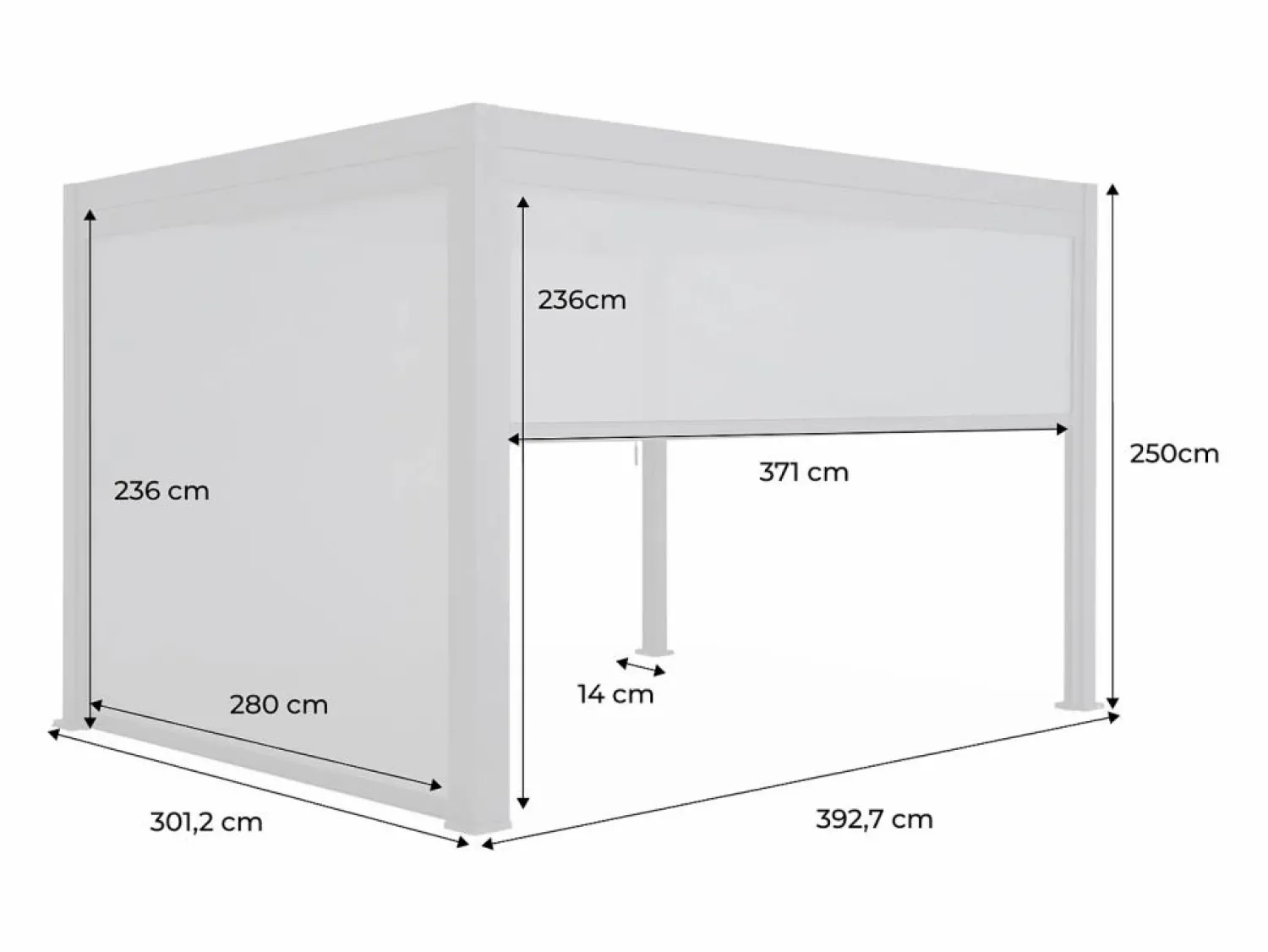 Hot Pérgola bioclimática 3x4m con 2 toldos verticales de 3m y 4m madera Pérgola