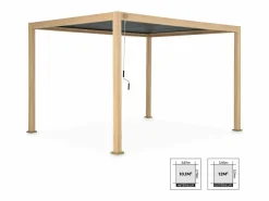 Sweeek Pérgola bioclimática 3x4m de aluminio con lamas orientables madera
