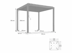 Pérgola bioclimática 3x3m de aluminio con lamas orientables antracita Pérgola