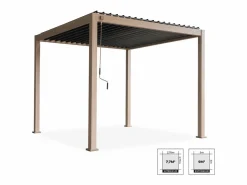 Sweeek Pérgola bioclimática 3x3m de aluminio con lamas orientables madera Marru00f3n