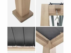 Sweeek Pérgola bioclimática 3x3m de aluminio con lamas orientables madera Marru00f3n