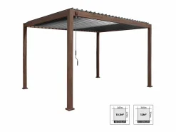 Sale Sweeek Pérgola bioclimática 3x4m de aluminio con lamas orientables madera Marru00f3n chocolate